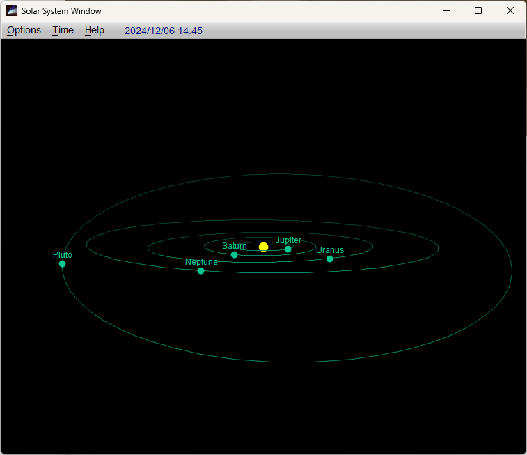 Pluto's eccentric orbit relative to the outer planets - view 1