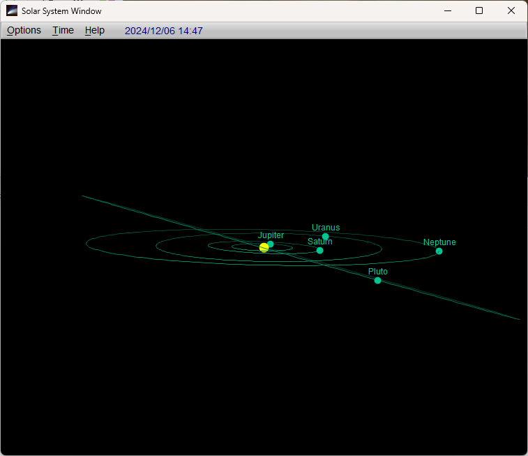 Pluto's eccentric orbit relative to the outer planets - view 2